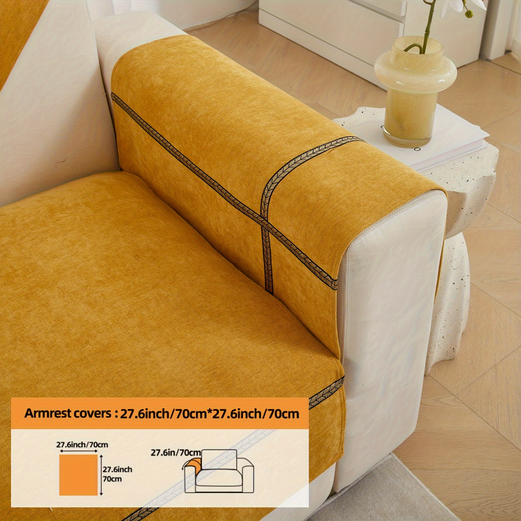 TEMU 1 stuk bankhoes in Boheemse stijl, beschermhoes van chenille lint, geschikt voor 4-zits-, 2-zitsbank, fauteuil, gecombineerde 3-zitsbank, zachte