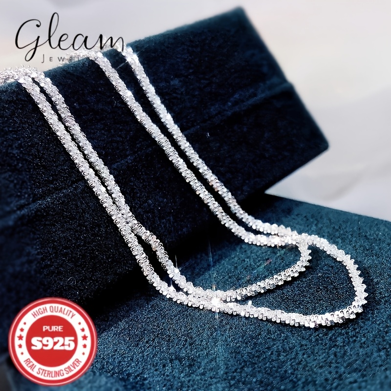 

S925 Silver, Shining Necklace, Men's And Women's Necklace, Fashion Trend, Italian Craft, Suitable For Boyfriend, Girlfriend, Birthday Gift, Valentine's Day Gift, Festivals, Suitable For Wear, 0.26 Oz