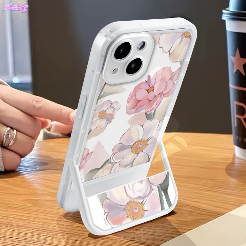 TEMU Phone Case - Phone Case: Fashionable Creative Multifunctional Design Anti-drop Colorful Floral Pattern Stand Phone Case, Compatible With Iphone