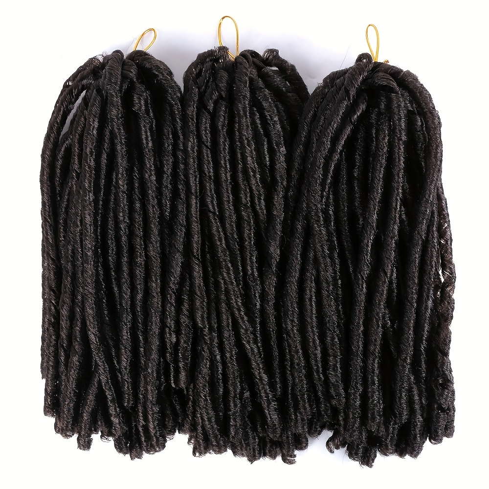 Image of 3pcs Hair For Women, 14-inch Synthetic Low-temperature Fiber, Black Curly Goddess Locs, , Smooth Texture, Ideal For Festivals, Casual Wear & Parties, Party Hairstyle|curly Hair Extensions| Hairpiece