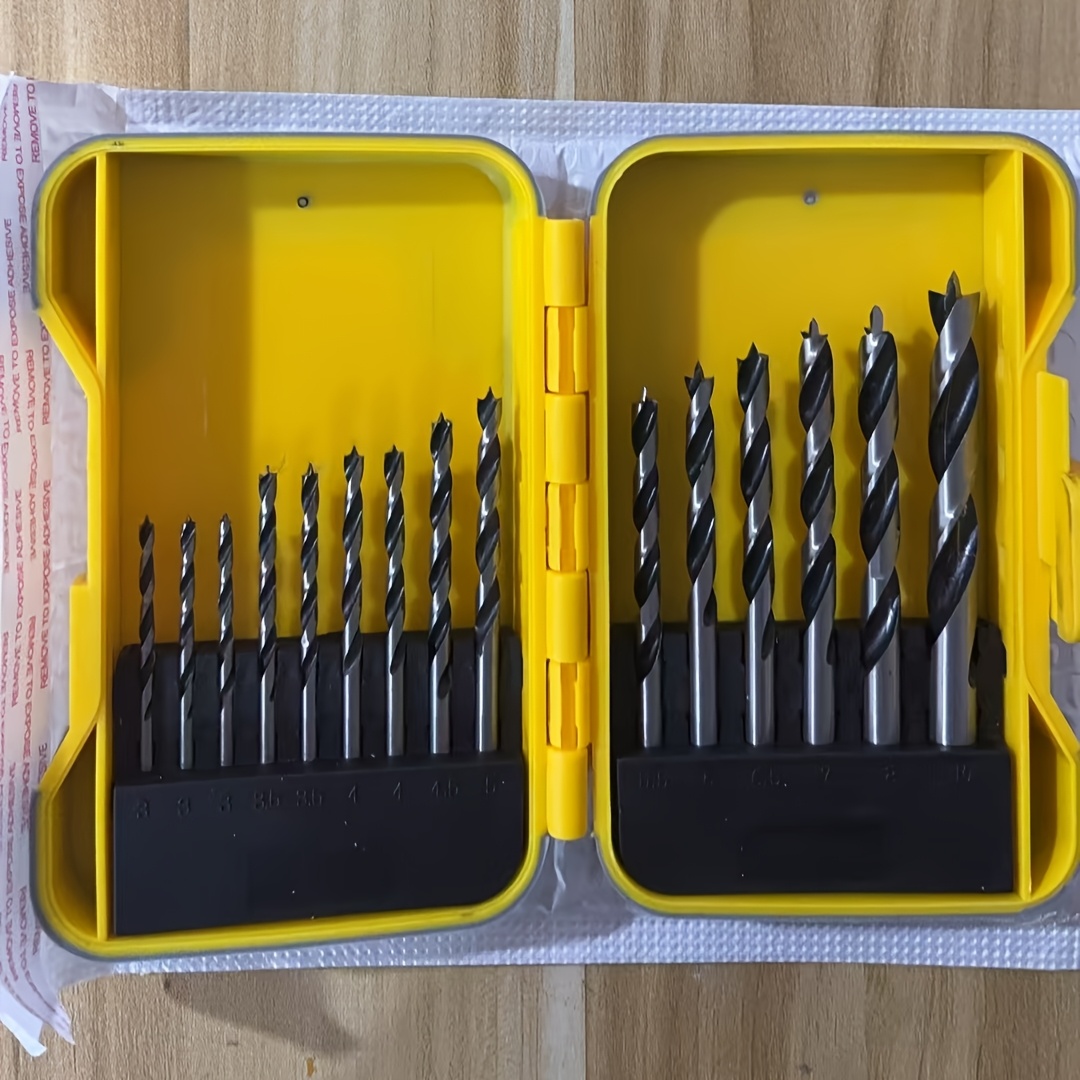 15pcs 1/set Professional Woodworking Drill Bit Set, 3-point Tip Design, Edge Cleaning, With Durable Storage Box, 3mm-10mm Sizes, For Wood Drilling And Carpentry