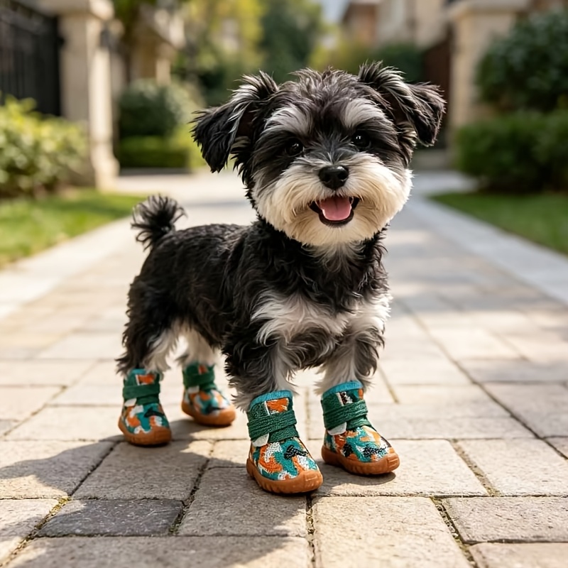 Four-Pack Dog Shoes for Outdoor Walking, Breathable Mesh