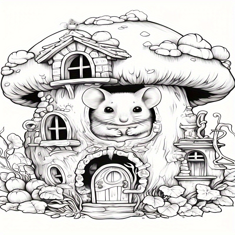 Deluxe Mouse Coloring Book 22 Pages Relaxing Art & Craft Activity