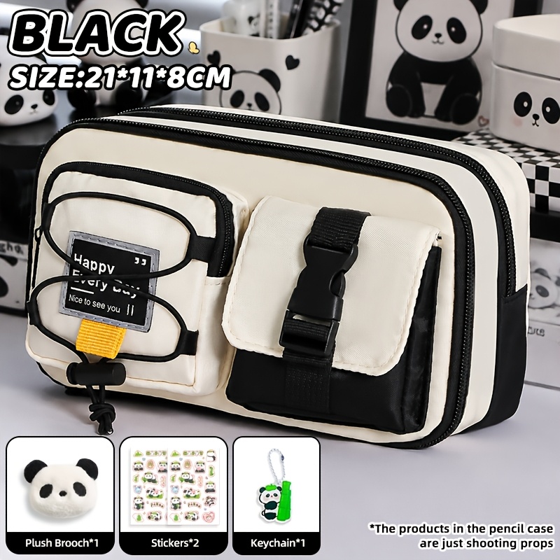 TEMU Estuche para lápices de estilo de trabajo duradero, de papelería estilo Ins, bolso de papelería para de secundaria, estuche para lápices de gran