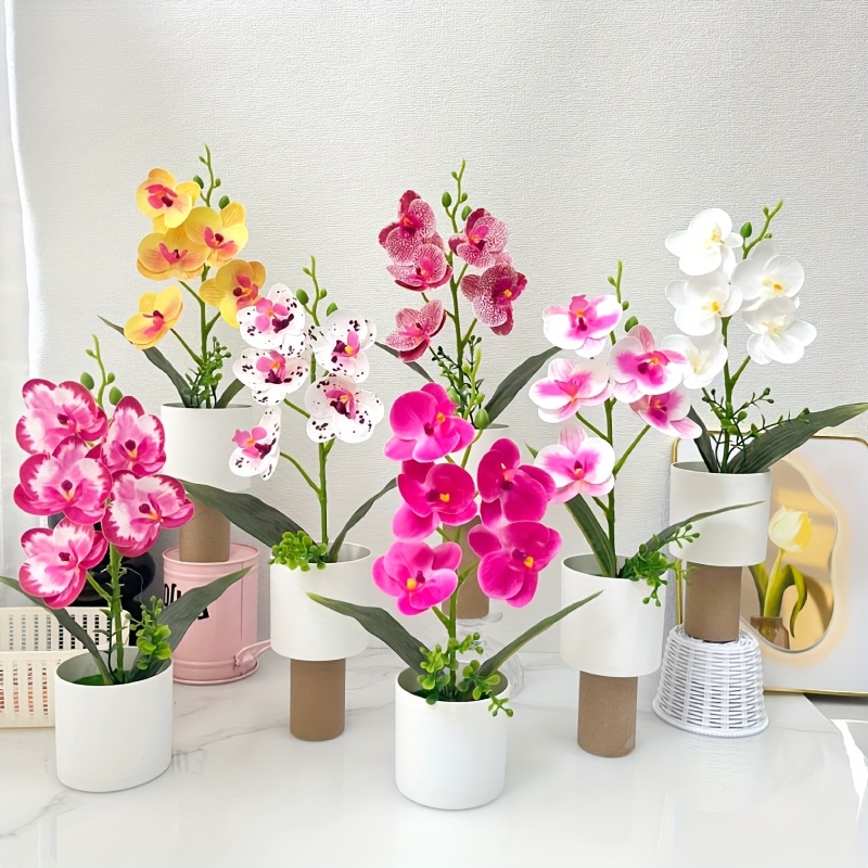 Knstliche Phalaenopsis-Orchidee im Topf, Knstliche Blumen fr die  Heimdekoration, Minimalistischer Schicker Stil Dekor, Pflegeleicht fr den  Gartentisch in allen Jahreszeiten