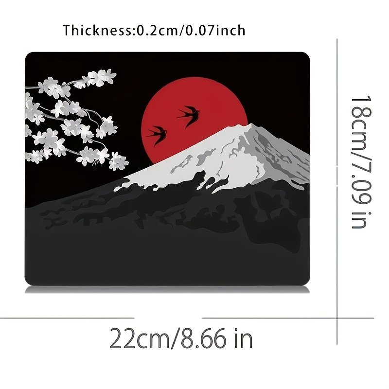 TEMU 【1個】日本の桜 富士山柄 楽しいマウスパッド - 多機能で実用的、ゲーム、オフィス、旅行に最適 抽象アート マウスパッド、小型サイズ ゲーミングマウスパッド、eスポーツ オフィス キーボードパッド、コンピューターマウスパッド