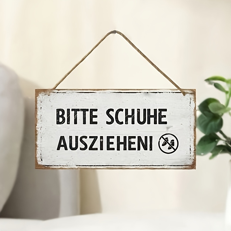Image of Wooden 'please Your Shoes' Sign - A Wall Decoration, Versatile For Urban-themed Home And Porch Decor, Made Of Wood, Requires No Electricity, An Ideal Gift For Guests, Wooden Ornament