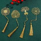 set of 4 seasonal leaves metal bookmarks with tassels creative reading guide ideal gift for mothers day christmas and sisters birthdays