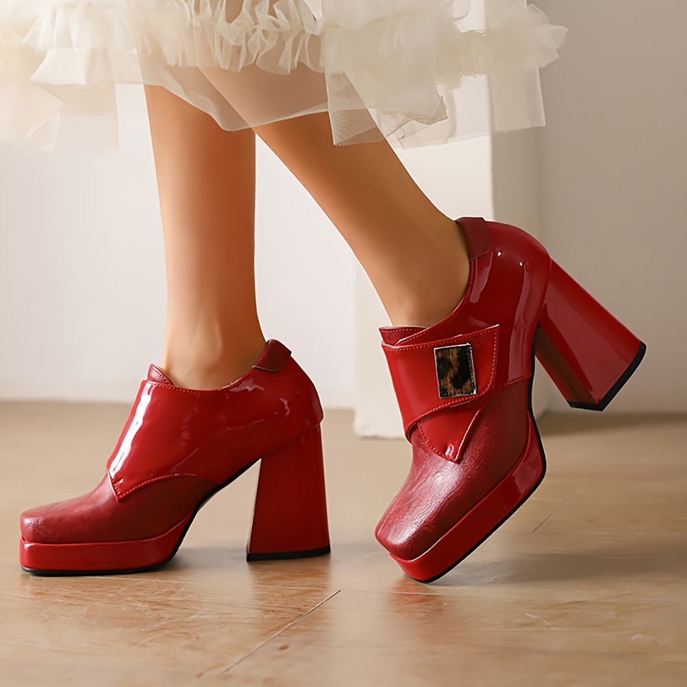 High Block Heel Mary Jane Shoes