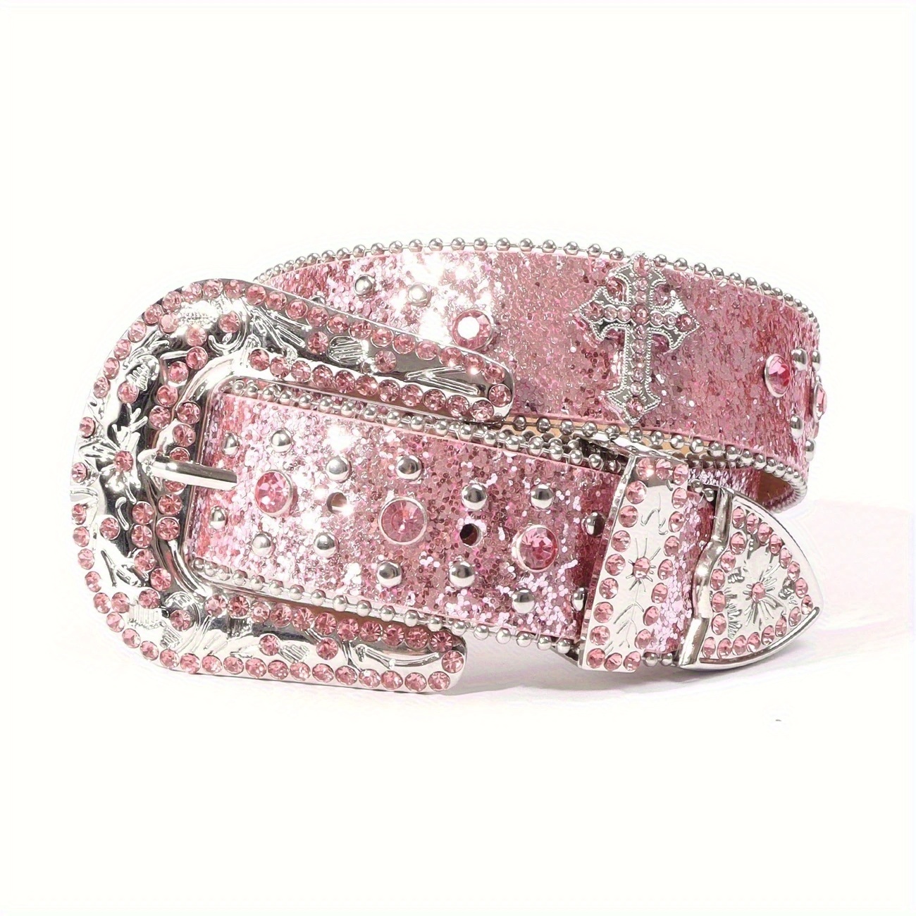 1pc Pink Belt, Vintage Y2K Style, Western Cowboy Belt Alloy Buckle Cool y2k belts - TikTok Shop main image 3