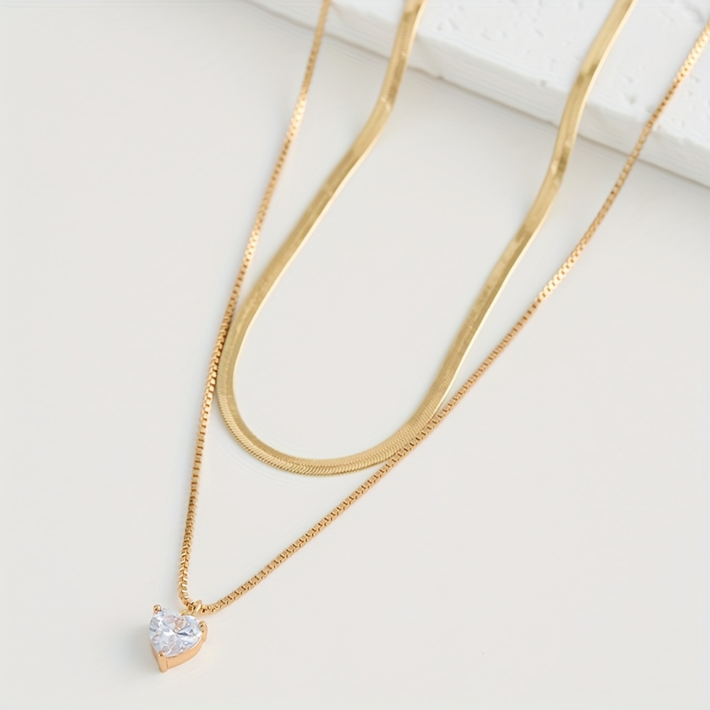 Women's Elegant Heart Pendant Necklace with Cubic Zirconia