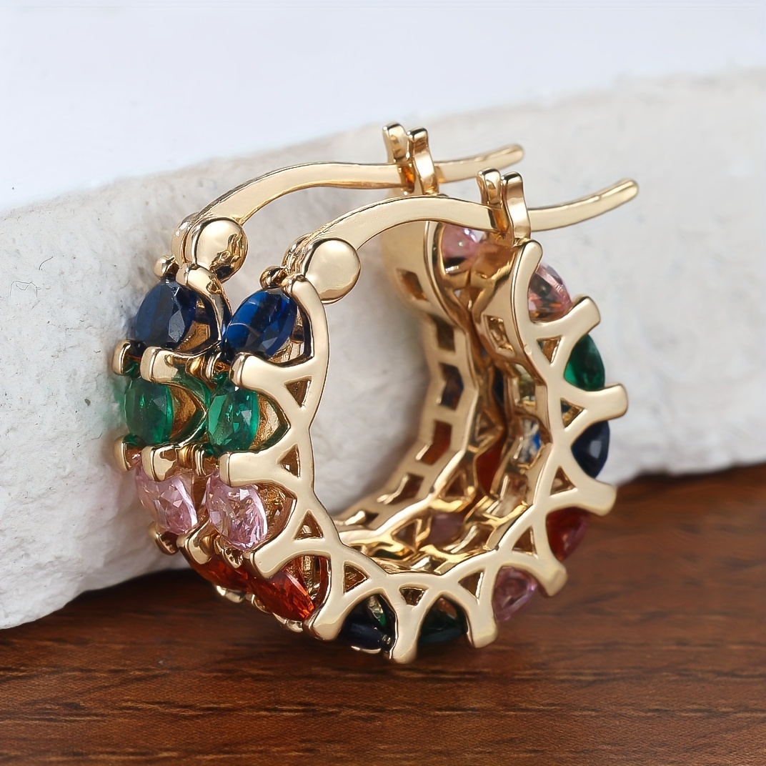 Colorful Zirconia Geometric Earrings for Women