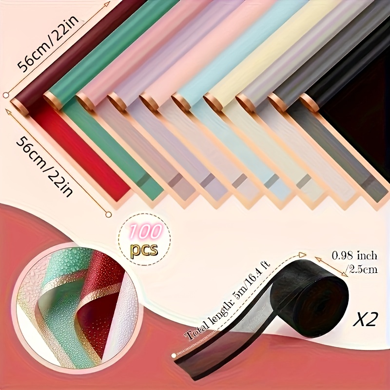 TEMU 50/100pcs, 10 , Flower Wrapping Paper With And Rose Korean Mesh Translucent Gift Wrapping, Bouquet Wrapping Materials, Wrapping Paper, Bouquet