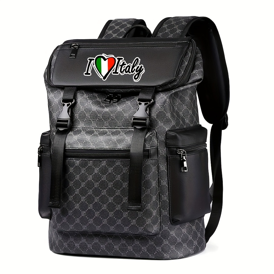 TEMU A Fashionable And Lightweight Printed Backpack, I The Italian Letter Design, Spacious Enough For A College Laptop, Fits .6-inch Device, Perfect
