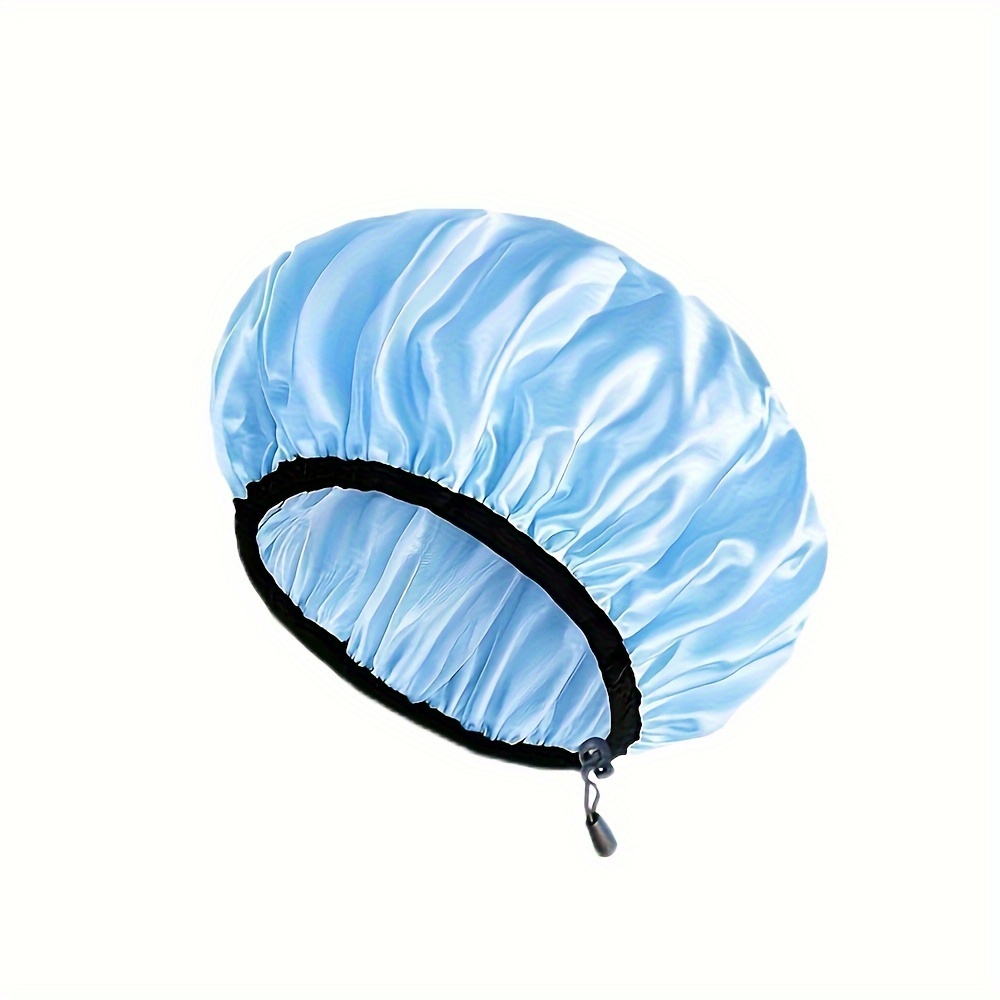 New Women's Double-Layer High Quality Extra-Large Shower Cap, Stretchable and Adjustable for Long Hair, Pull-Over Deep Conditioning Cap, Solid Color Fashionable High Quality Swim Cap, Suitable for All Seasons, Single Piece