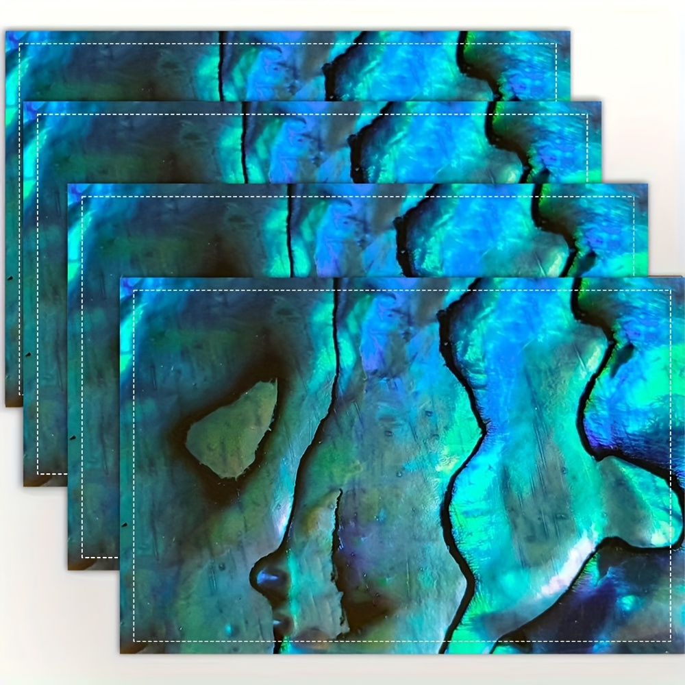 

Set Of 4, Iridescent Teal Abalone Shell. Flashy Teal Photography, Place Mats Decorative Table Mat For Dining Table Kitchen Home Decor For Dining Table Easy To Clean (table Mats) 12x18inch_sldusyec7547