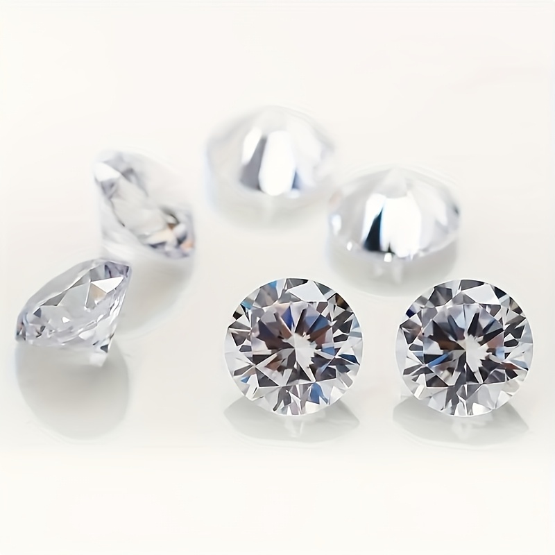 

10pcs Of 4mm, 6mm, And 8mm White Cubic Zirconia, Round Cut, Bulk Synthetic Gemstones For Making.