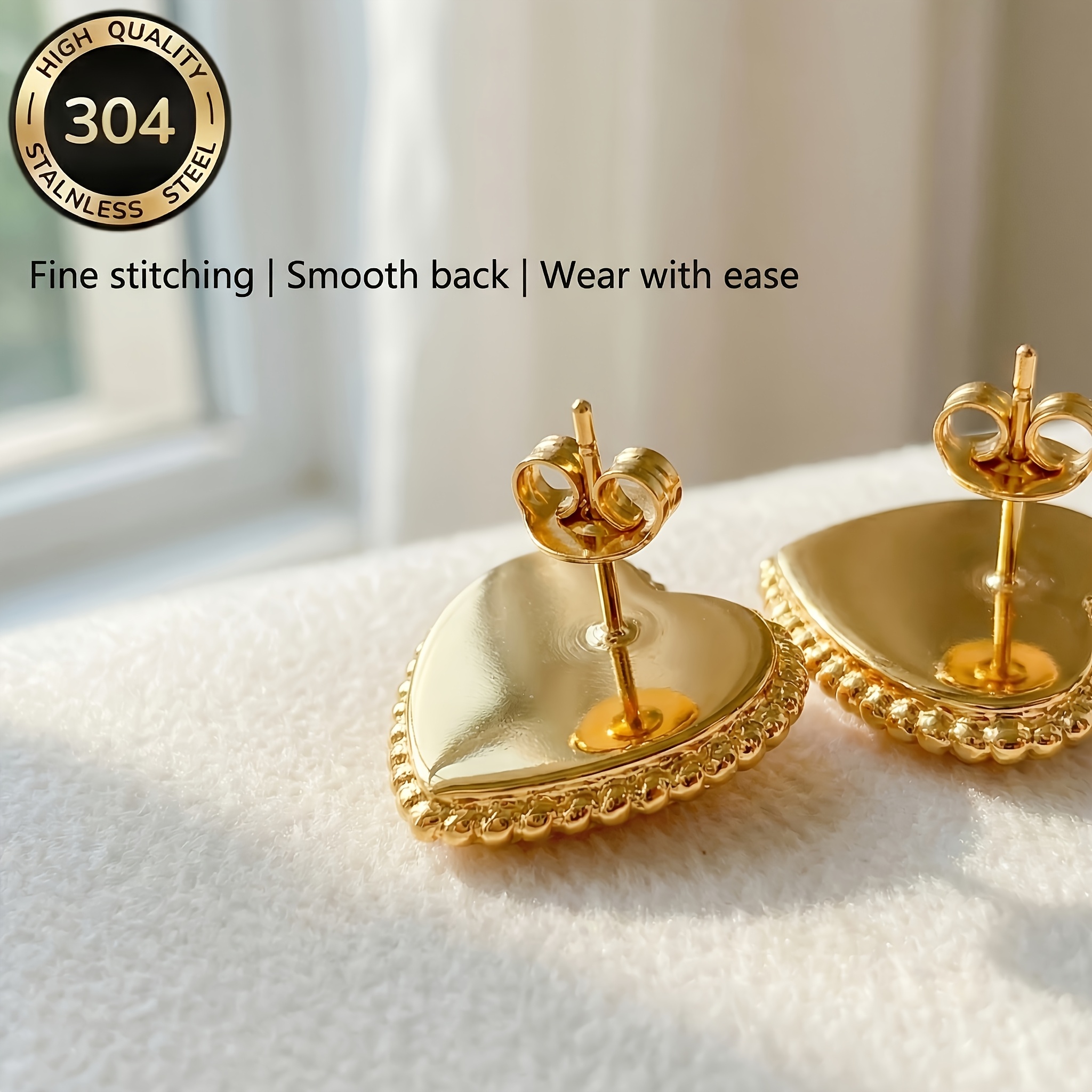 Girls' 18K Plated Stainless Steel Hypoallergenic Earrings