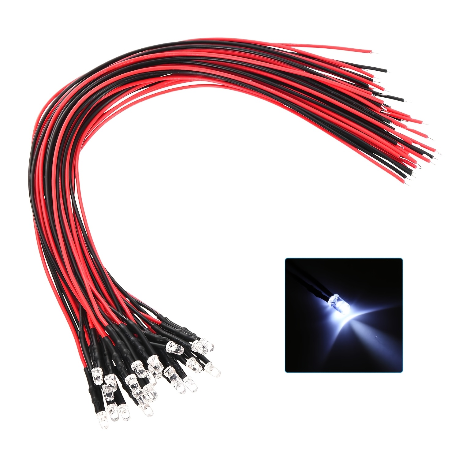 TEMU 24pcs 3mm Led Diode Lights, 12v Pre-wired Mini Led Light Bulbs, Suitable For Rc Car Diy Indicator Lights