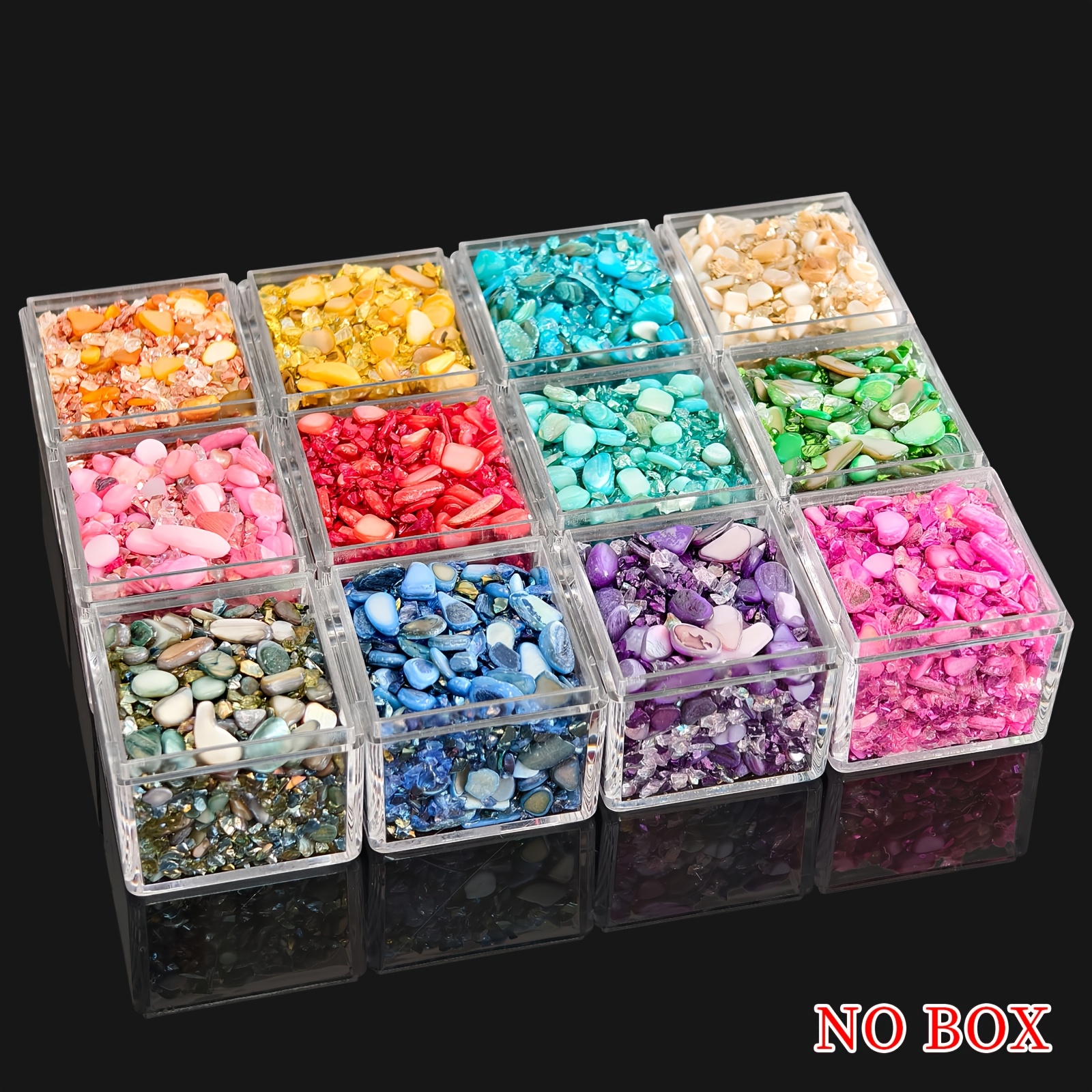 Image of 60g/12-color Assorted Glass Shell Set (1-6mm), Sparkly Glass, Suitable For Crafts: Nail Art, Resin Molds, Aquariums, Vases, And Wedding Decorations, Included