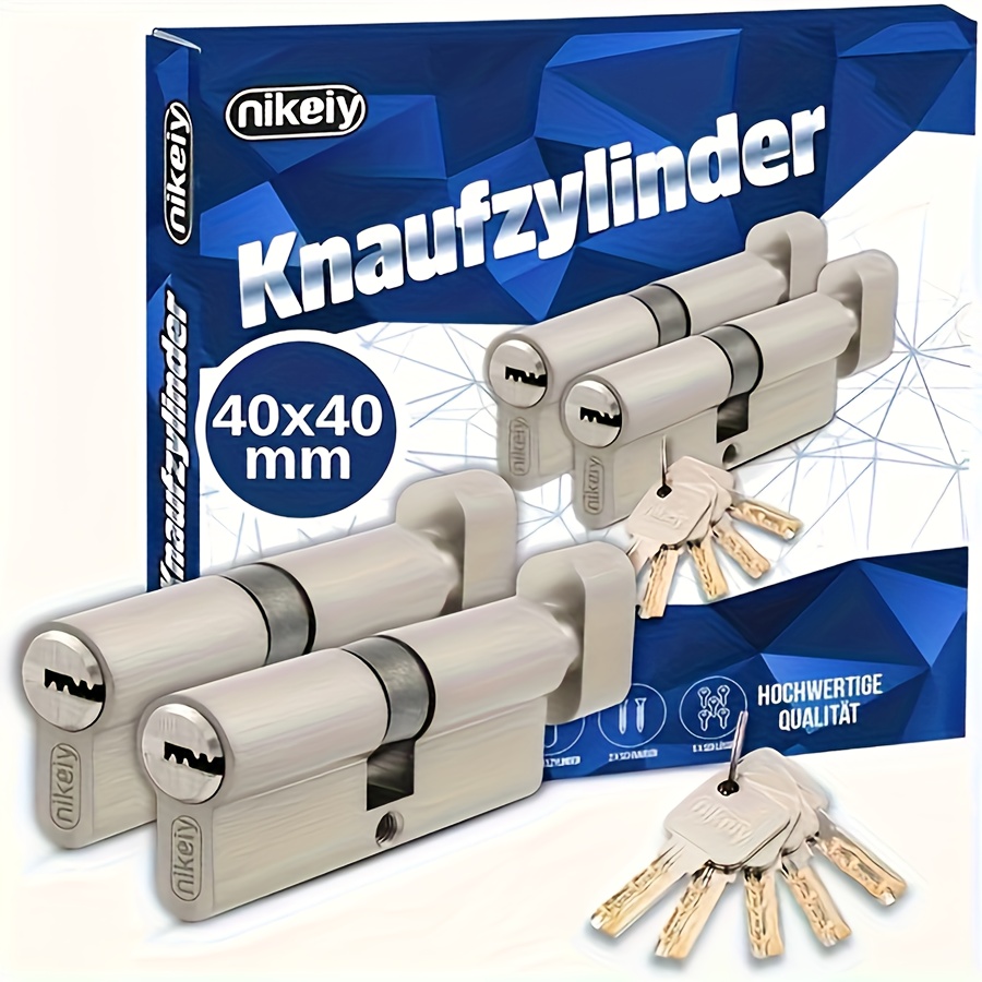 Image of Professional-grade Cylinder Lock Set Consisting Of 2 Pieces, From. This Set Features A Rotary Lock Cylinder And With . Dimensions 90mm, 80mm, 70mm, And 60mm