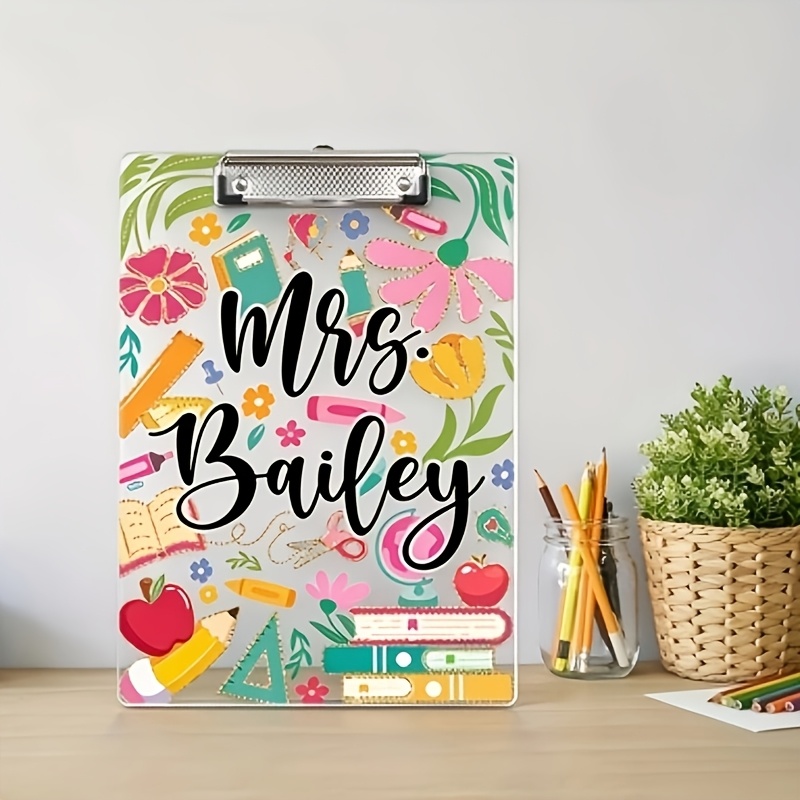 TEMU 1-pack, Personalized Acrylic Writing Board, 11.8 X 8.3 Inches, Practical Teacher's Day Gift. Name Customization Available; Aesthetic And