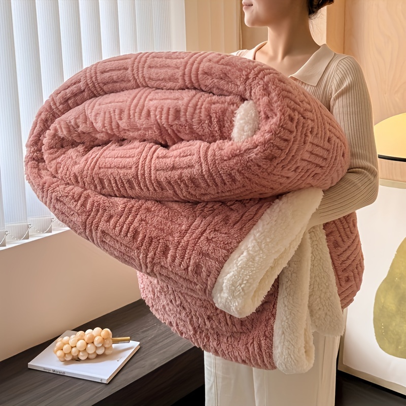 TEMU Knitted Blanket - - Polyester For , Sofa, Bed, Machine , , Weight 300-350gsm - , &