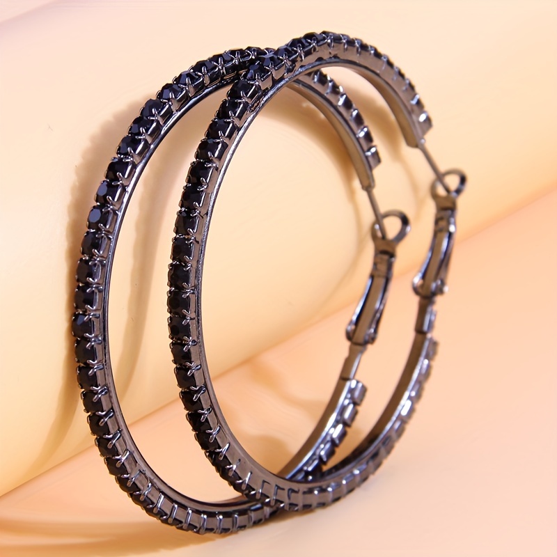 Image of 1 Pair Of Stylish And Easy Temperament Rhinestone Embellished Earrings, Ladies' Ear Studs And Ear Hoops, Suitable For Ladies' Daily Wear Clothing Additions