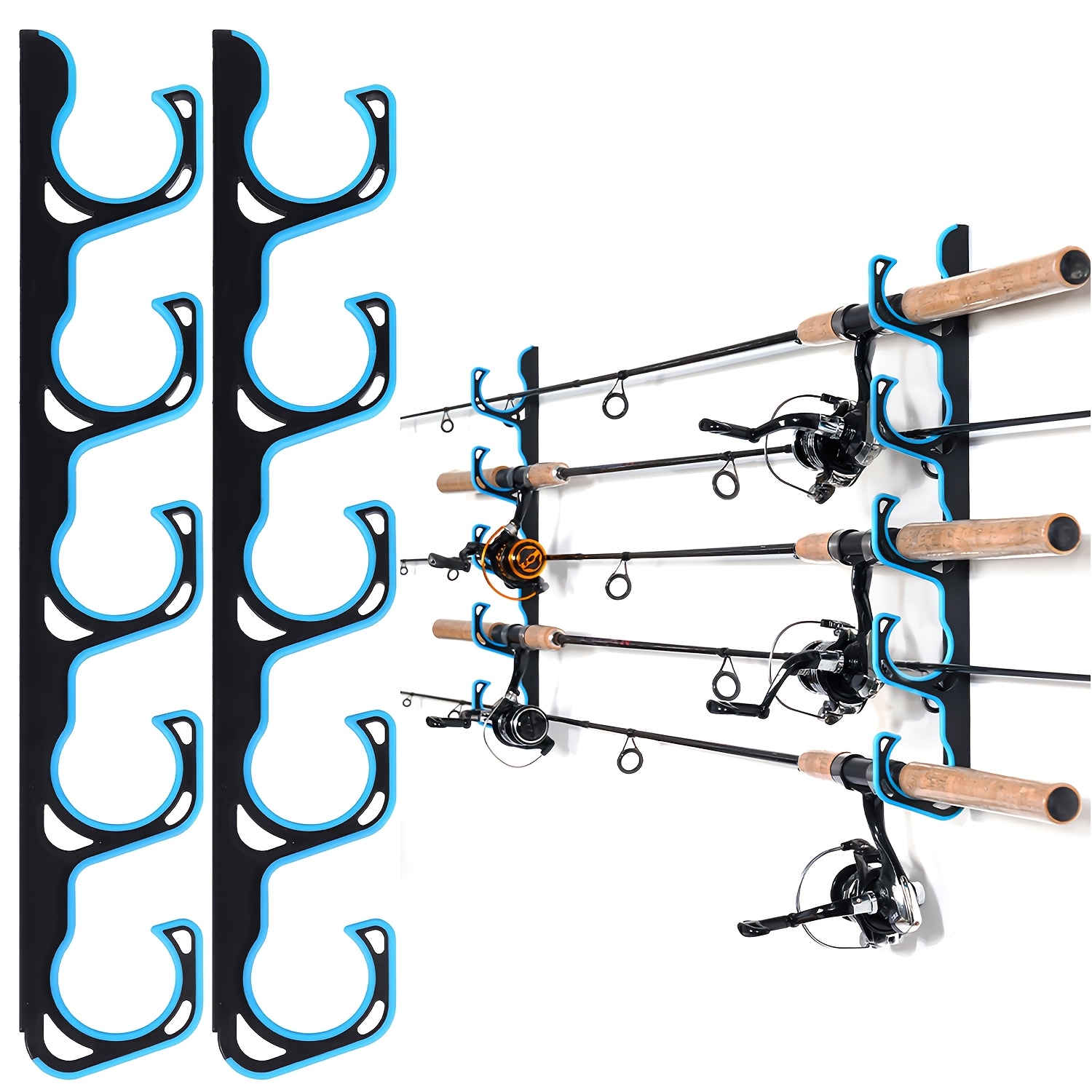 Atrural Fishing Rod Holders For Garage, Up To 5 Rods Fishing Pole Rod Racks Wall Or Ceiling Mounted Fishing Pole Rod Holders For Garage Organizer Fishing Gear Equipment For Men Women