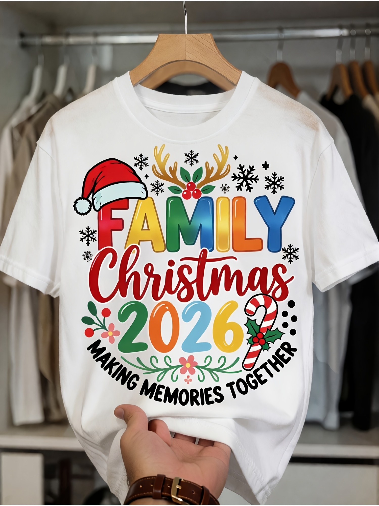 item picture Men's T-Shirt Family Christmas 2026 Making Memories Together Festive Holiday Graphic Top, Open in new tab.
