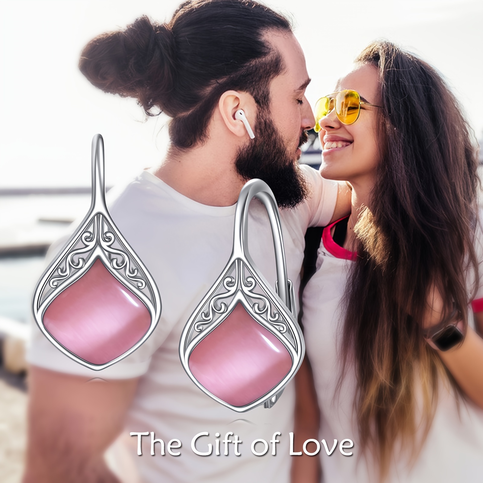 pink opal teardrop leverback earrings for women 925 sterling silvery pink opal dangle earrings jewelry for women sensitive ears   thanksgiving Product details 4