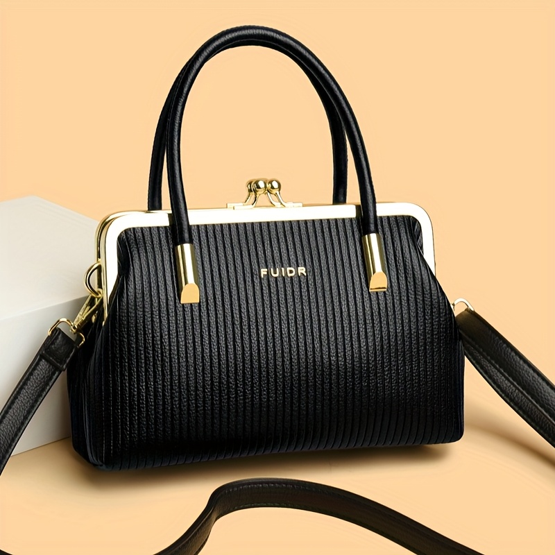 elegant quilted pu wo s handbag with detachable strap geometric pattern lock closure and nylon lining for travel parties and daily use party handbag quilted texture durable nylon lining purse Product details 0