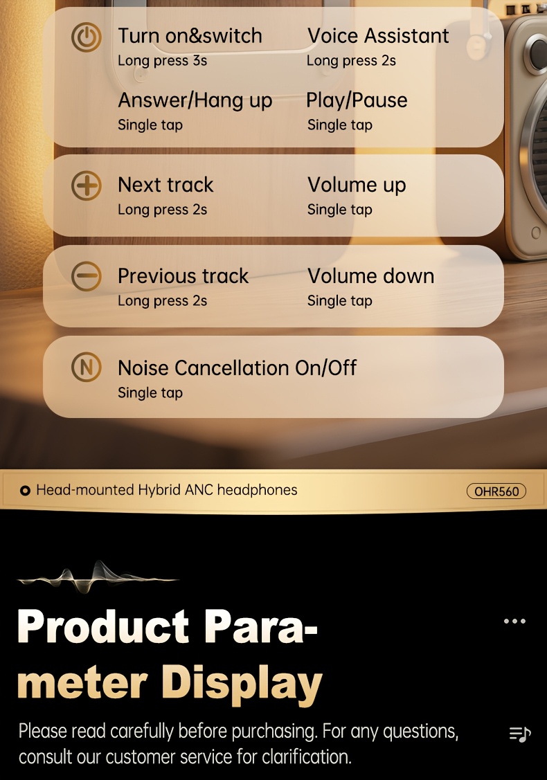 Casque sans fil Acer Ohr560 | Circum-aural avec suppression du bruit ANC, conception d'oreille à couverture complète, pliable, microphone à condensateur intégré, son stéréo Hi-Fi, réduction du bruit des appels HD ENC, compatible avec câble audio 3,5 mm, chargement USB