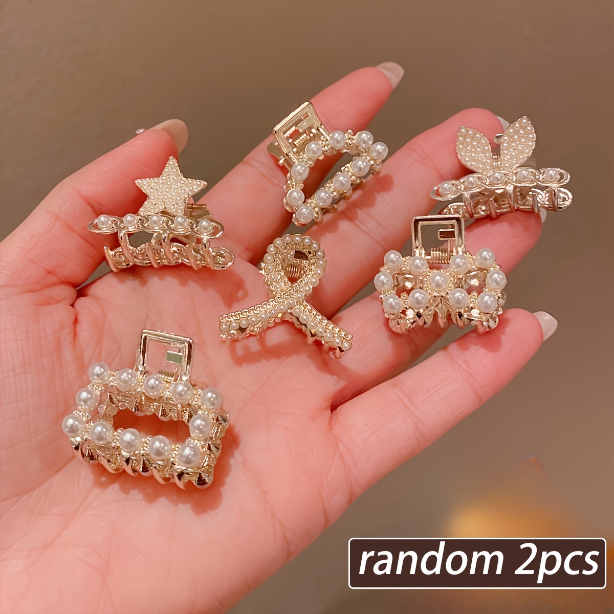 TEMU Random 2pcs Luxurious Shimmering Versatile Side Claw Clips, Suitable For Best Friend Gifts And Holiday Surprises
