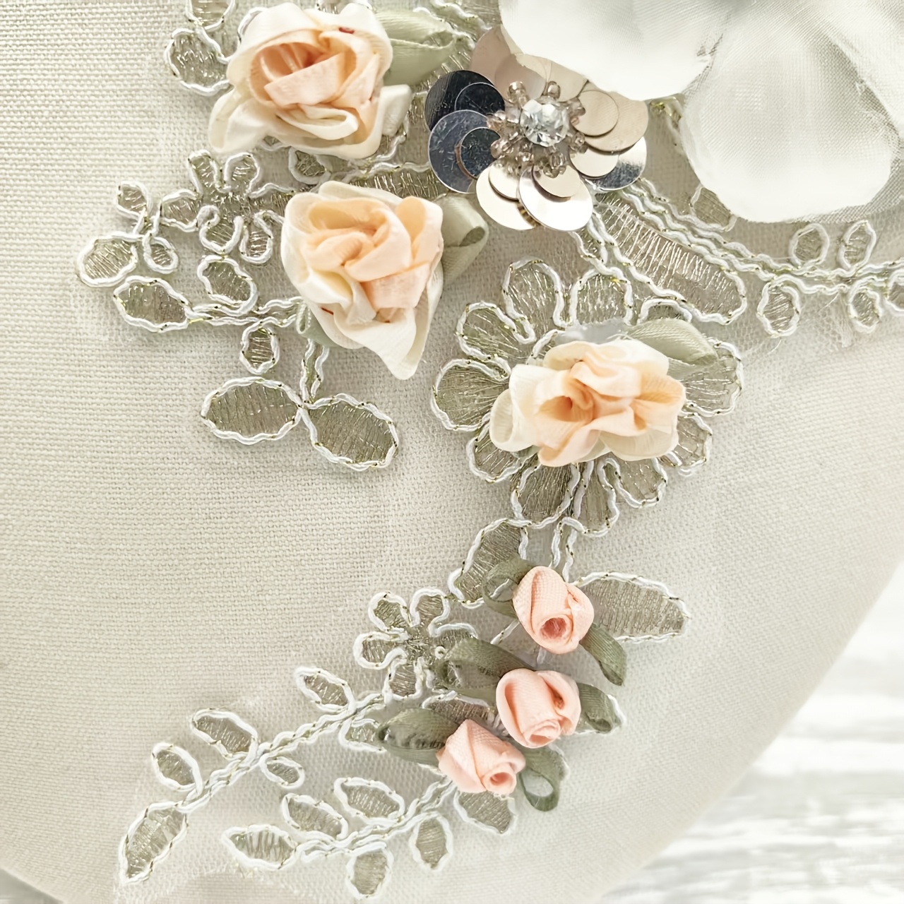 3D Floral Lace Embroidery Sequined Patchwork