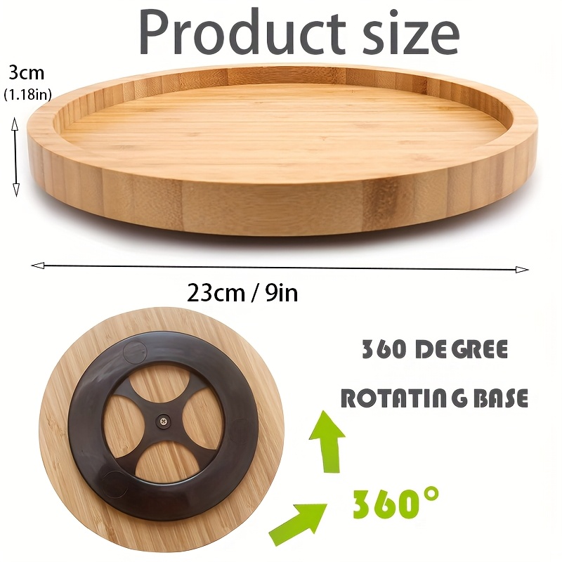Image of 1pc Bamboo Lazy Susan Turntable, Spin Thicken Round Wood Tray Rotating Spice Rack, Wood Lazy Susan Organizer For Kitchen, Turntable For Cabinet, Countertop, Table Or Pantry, Christmas Gifts