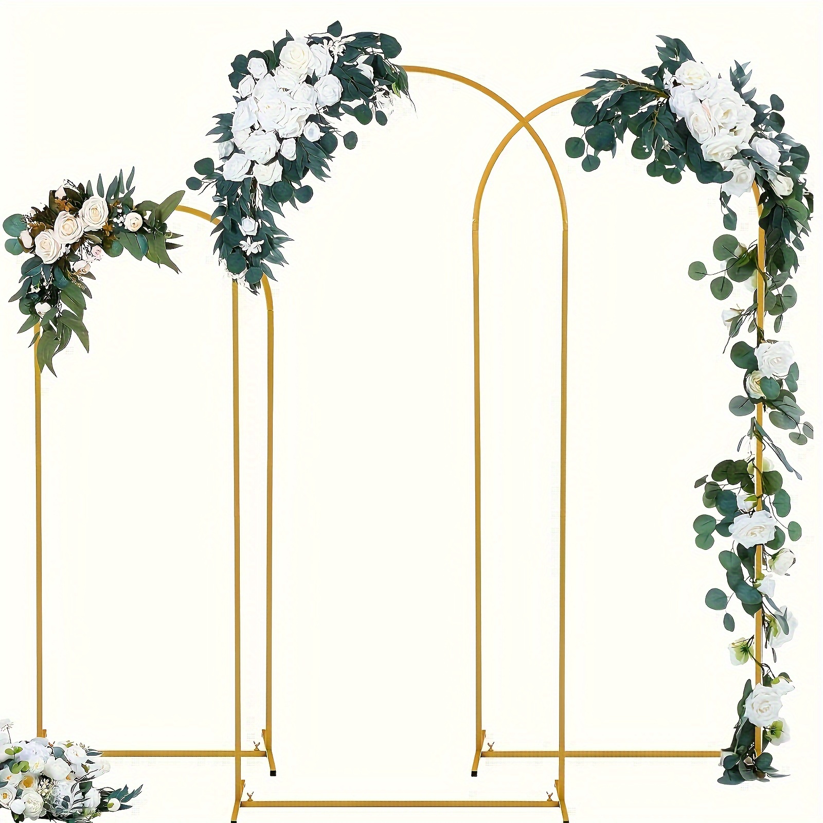 

3pcs/set, 4ft, 5ft, 6ft Metal Arch Backdrop Stand, Arch Background Balloon Stand For Wedding Baby Shower Birthday Party Garden Floral Arch Decoration