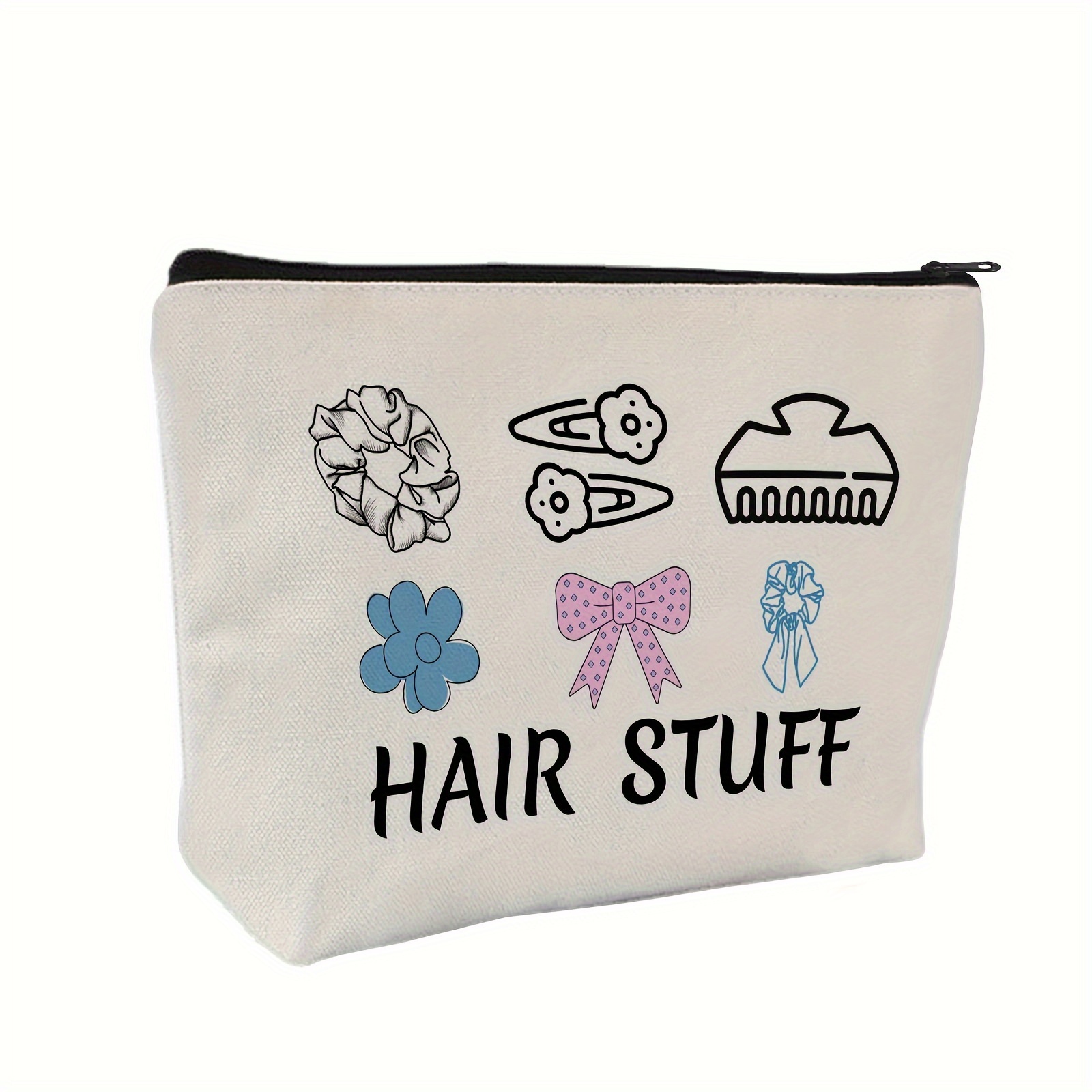 

Unisex-adult Cosmetic Bag - Hair Accessories Organizer With Scrunchie, Clip & Headband Pockets | Ideal For Travel & Bridal Party Favors | White, Unscented