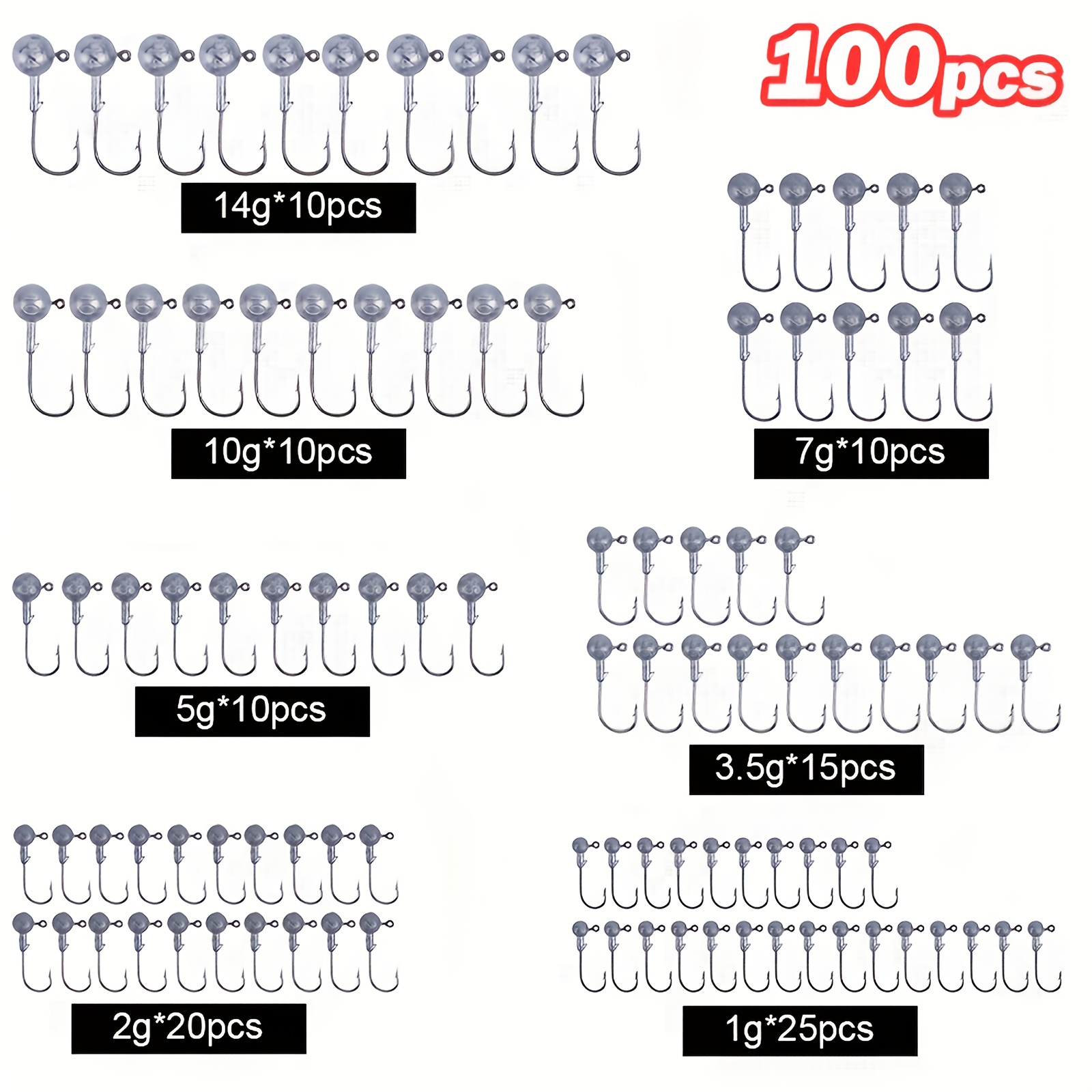 Goture 100pcs Fishing Hooks With , Points, Suitable For Long-distance Casting With Lures, Designed To Prevent Snagging While And Other Fish