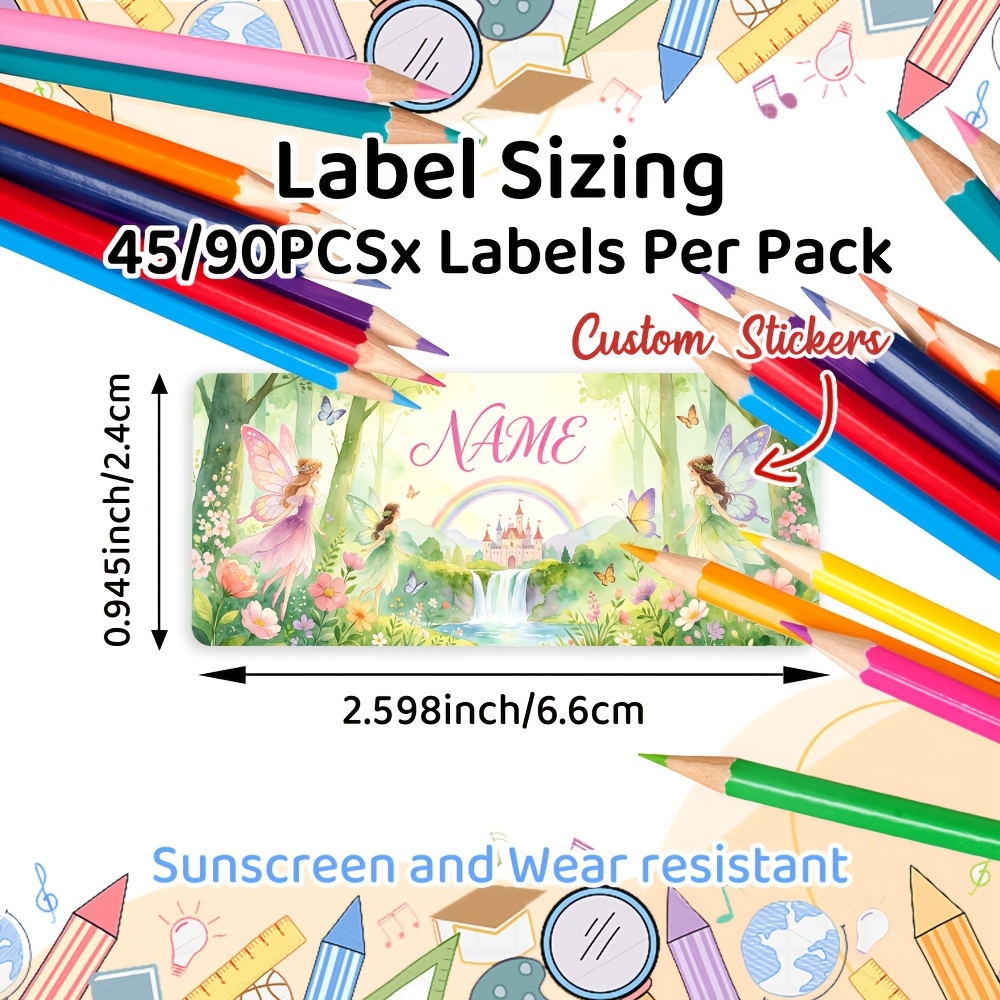 45/90pcs Dreamy Forest Flower Custom Name Stickers