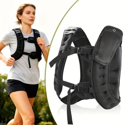 12 pound weighted vest featuring reflective stripes a storage pocket and double straps suitable for workouts strength training running and fitness for men and women