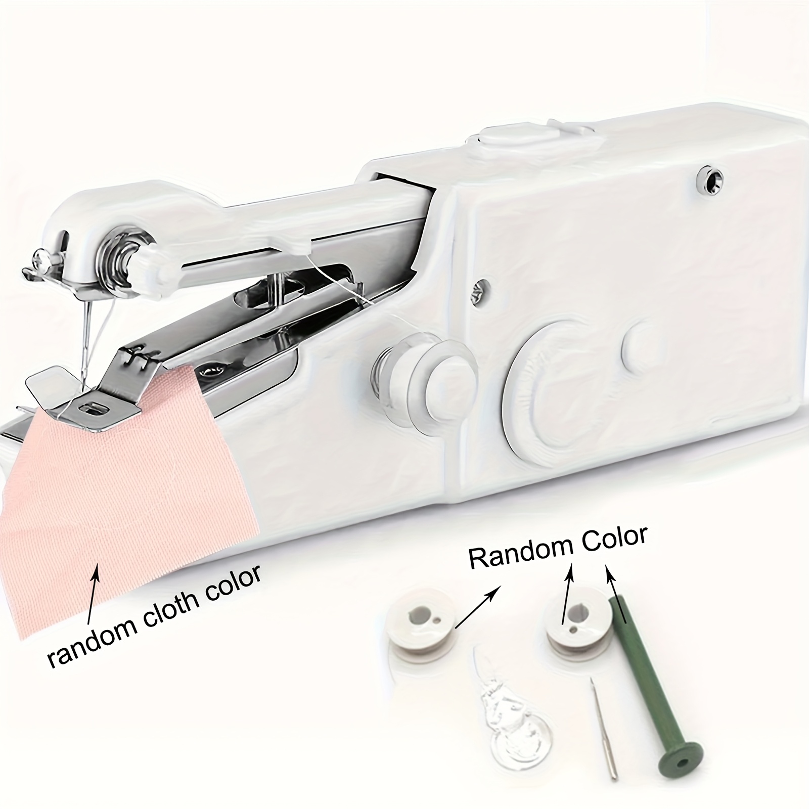 TEMU Handheld Electric Mini Sewing Machine - Portable Fabric Cloth For Repair, Includes Accessory Bag (without Aaa Batteries, Fabric Not Included)