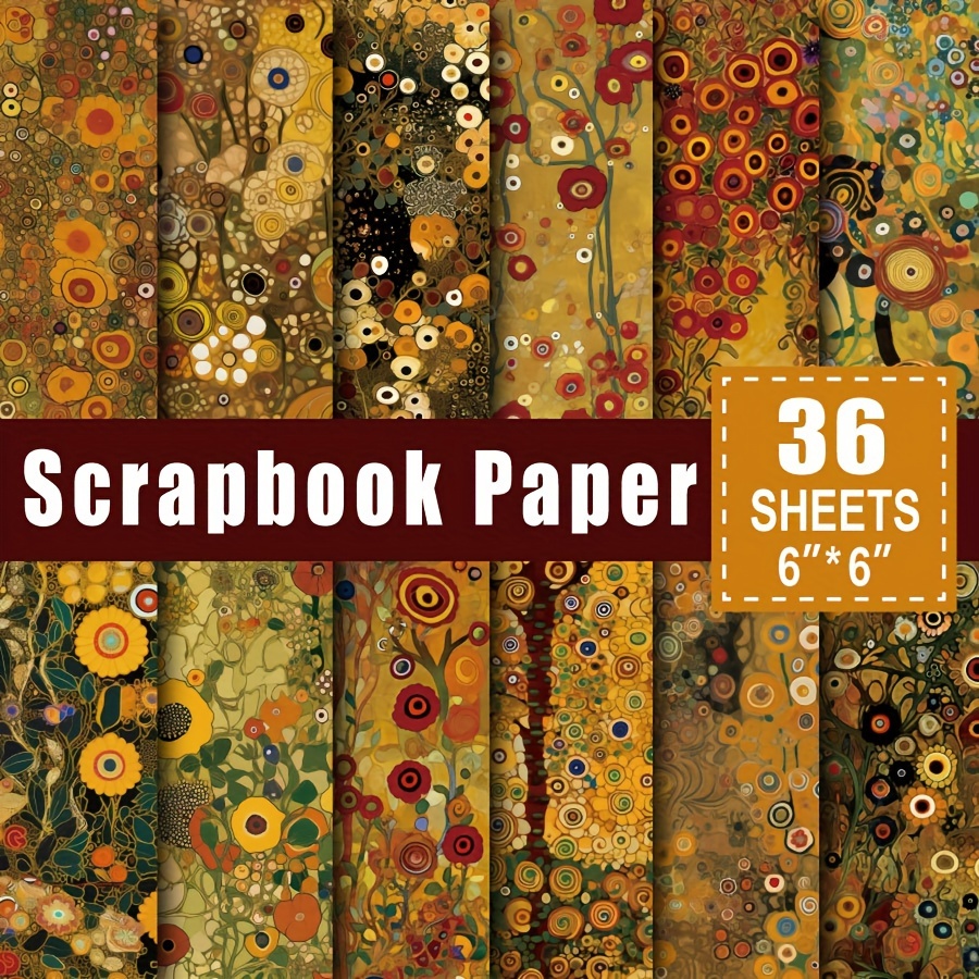 

36 Sheets Scrapbook Paper Pad In 6*6in, Art Craft Pattern Paper For Scrapingbook Craft Cardstock Paper, Diy Decorative Background Card Making Supplies Klimt Flowers