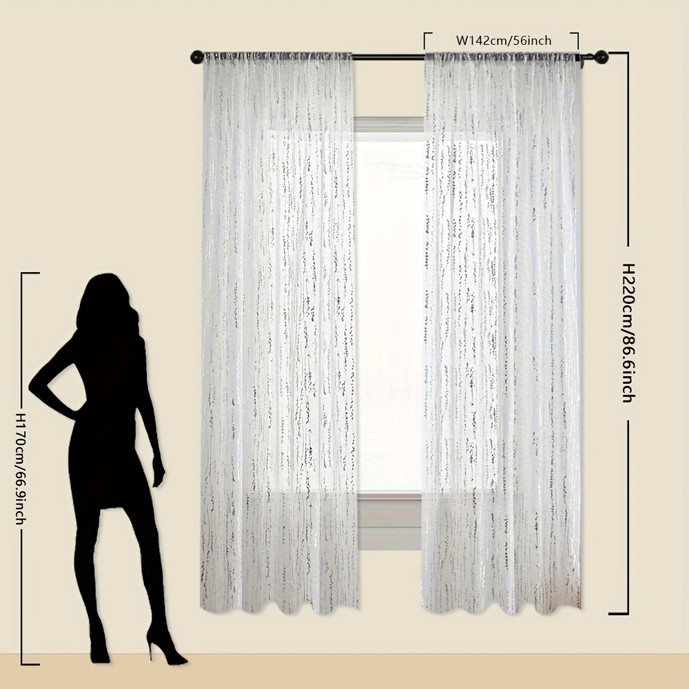 TEMU 2pcs Elegant French Vintage Window Curtains - Semi-sheer Privacy Window Drapes With Rod Pocket, Lightweight Polyester Window Treatments For