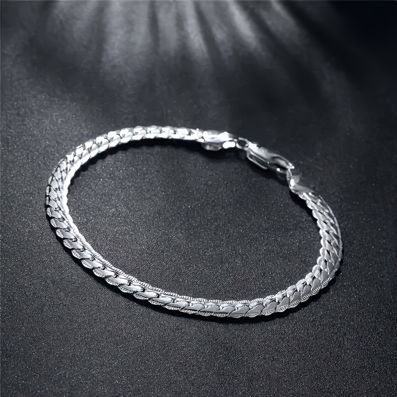 5pcs 925 Silver Plated Bracelets Set, Perfect Gift
