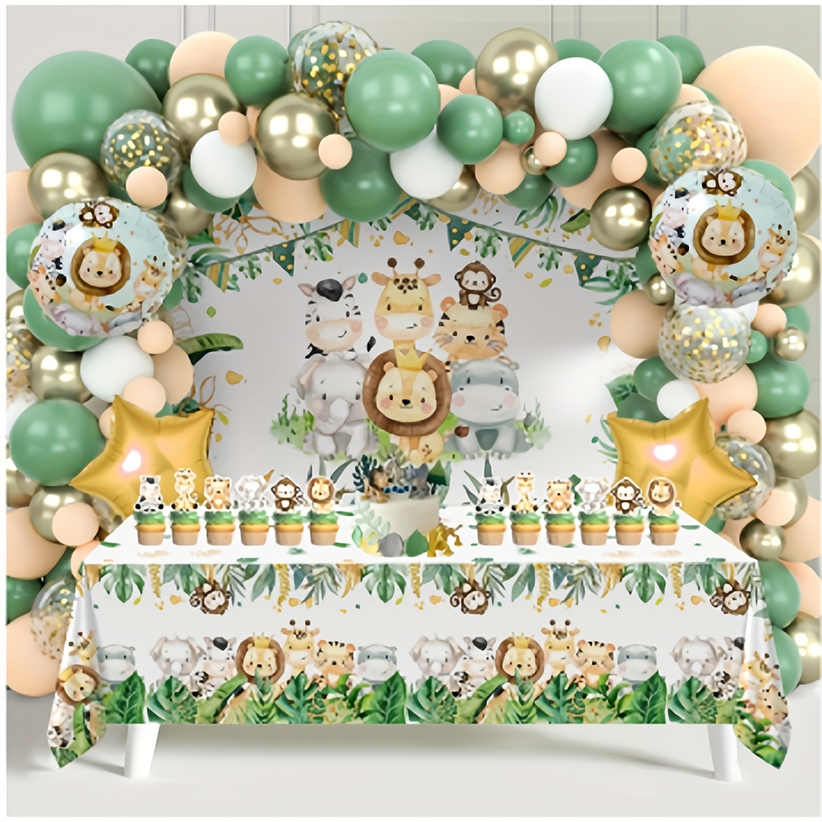 98pcs jungle baby shower decorations background Temu