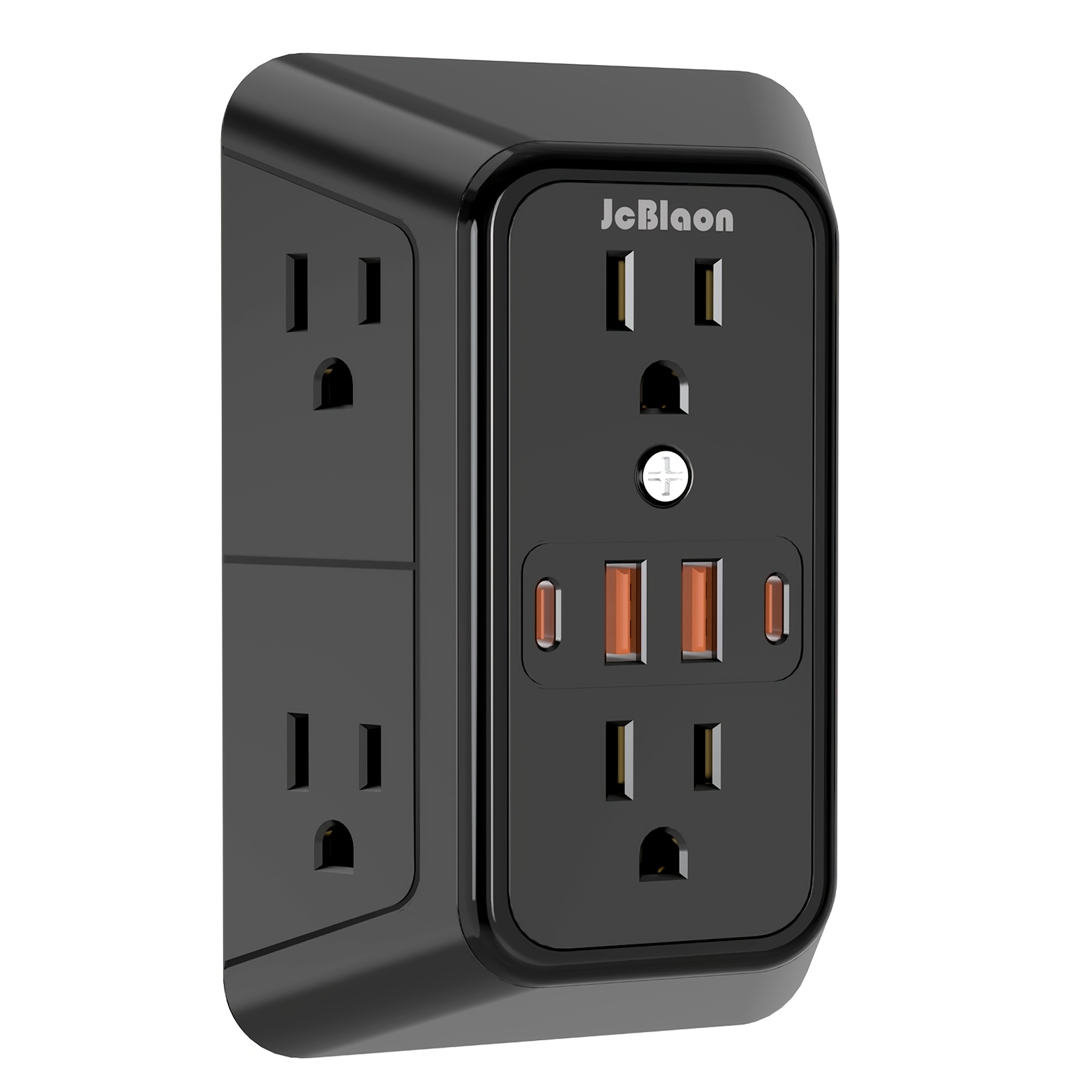 

Usb Wall Charger, Protector, 6 Outlet Extender With 4 Usb Charging 3-sided Multi Plug Outlets Wall Adapter For Office, Black