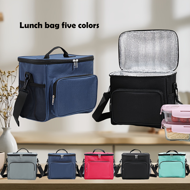 Oxford Cloth Lunch Bag With Ice Pack, Portable Insulated Picnic