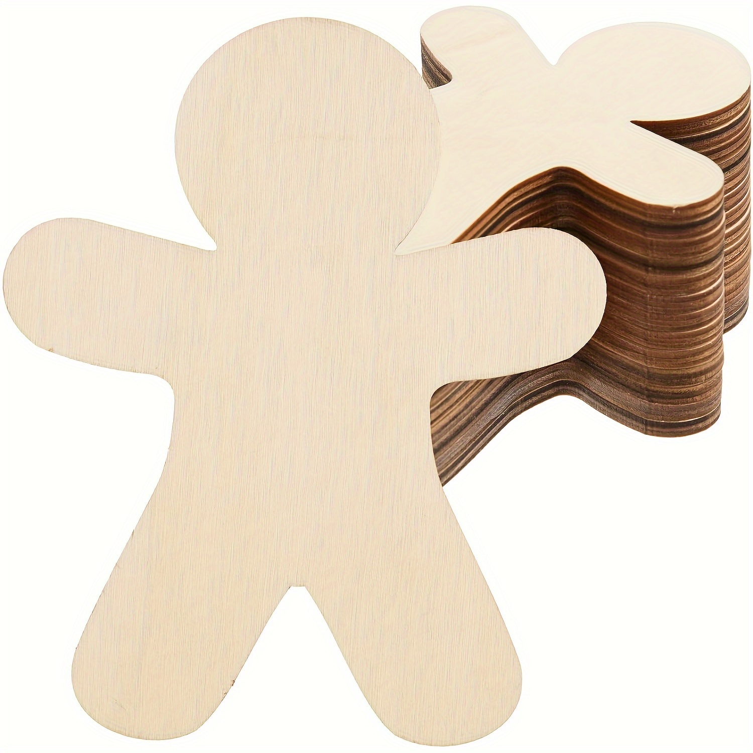 

24pcs Unfinished Gingerbread For Man Wood Cutouts - Diy Christmas Ornaments & Crafts, Decoration