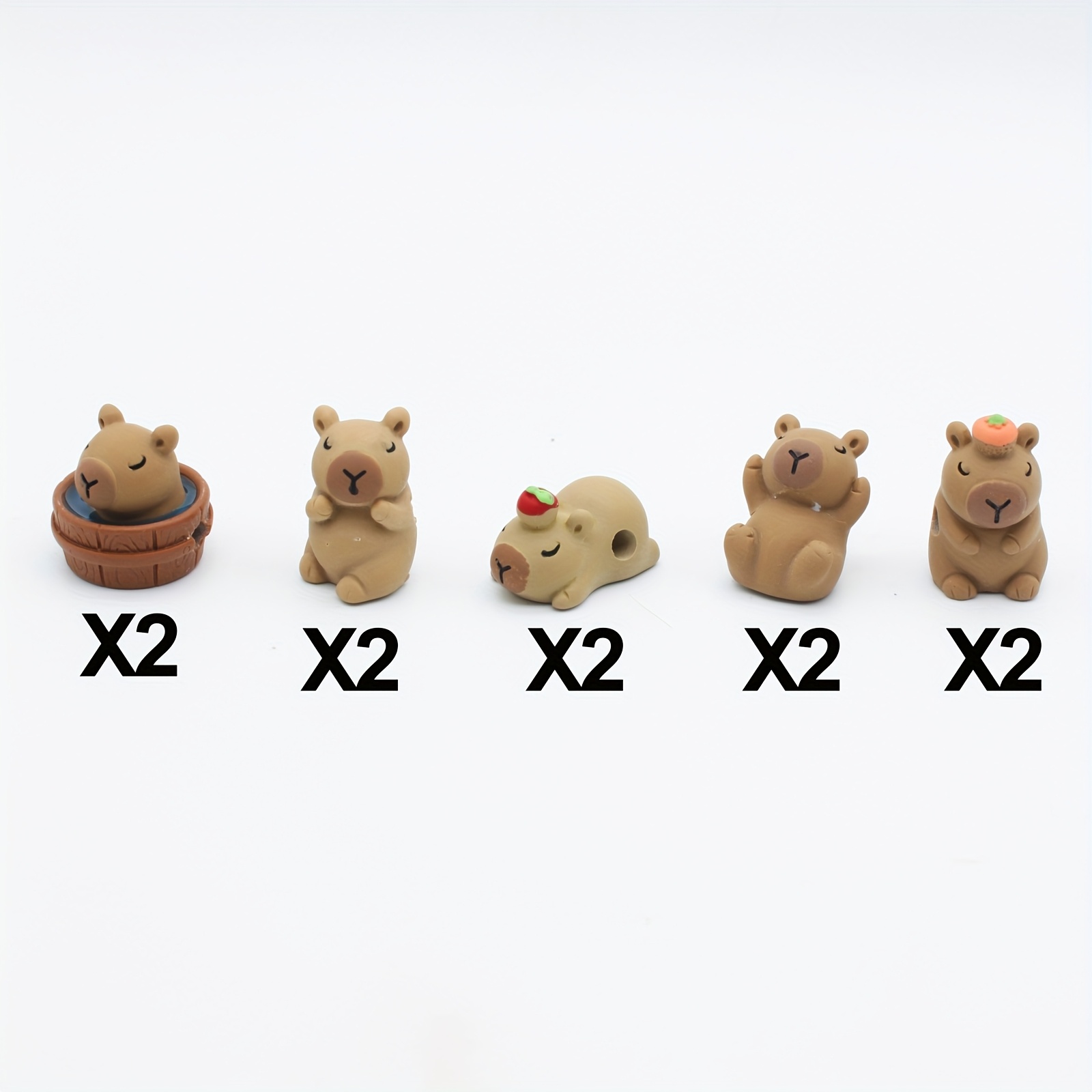 Image of 10pcs Set Capybara Beaded Shoelace Charms, Cute 3d Capybara Figurines, Adorable Cartoon Capybara Shoelace Beads For Diy